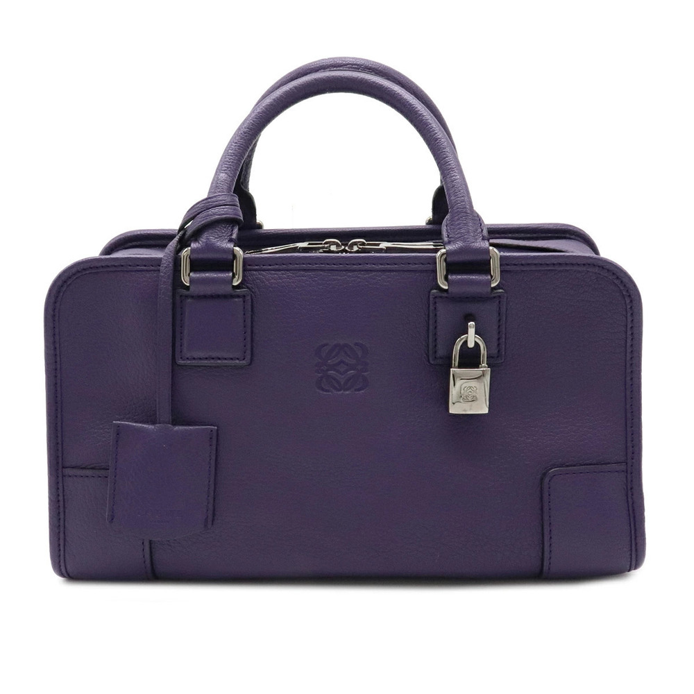 Loewe Amazona Handbag Boston Bag Leather Purple